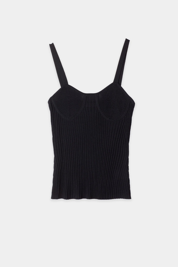 Paisley short sleeve knitted curved neckline decorative breast cups black stylein packshot
