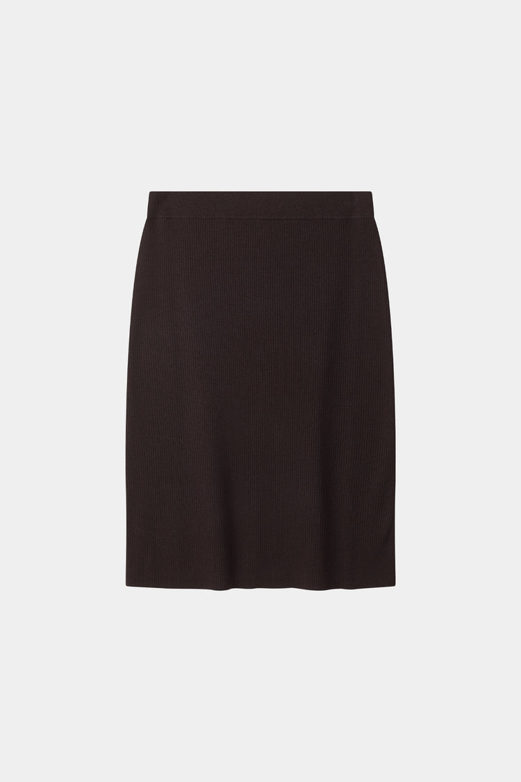 Pearla ribbed knit midi long skirt merino wool coffee stylein packshot