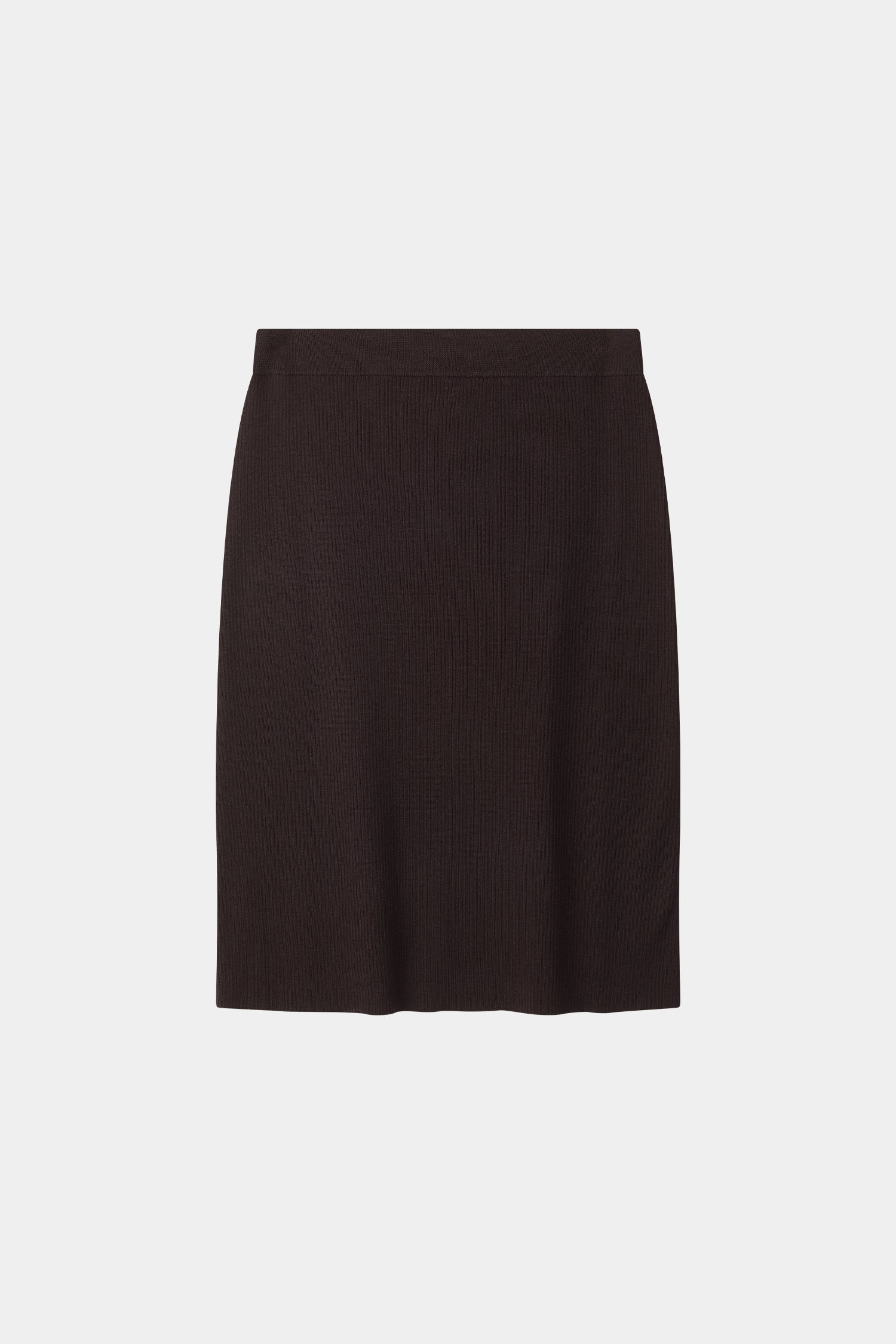 Pearla ribbed knit midi long skirt merino wool coffee stylein model packshot
