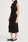 Pearla ribbed knit midi long skirt merino wool coffee stylein model image side