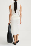 Pearla ribbed knit midi long skirt merino wool cream stylein model image back