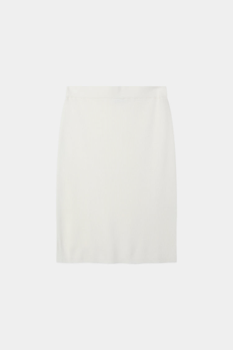 Pearla ribbed knit midi long skirt merino wool cream stylein packshot