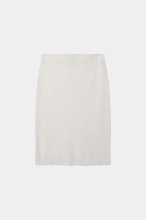 Pearla ribbed knit midi long skirt merino wool cream stylein model image front