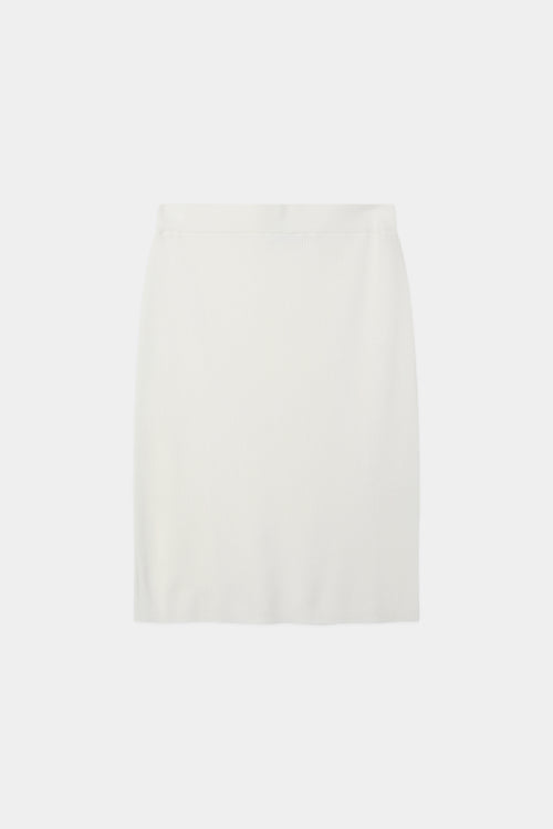 Pearla ribbed knit midi long skirt merino wool cream stylein model image front