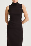 Promise sleeveless ribbed knit top merino wool coffee stylein model image front close