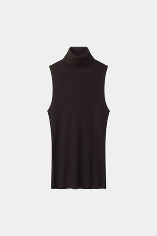 Promise sleeveless ribbed knit top merino wool coffee stylein packshot