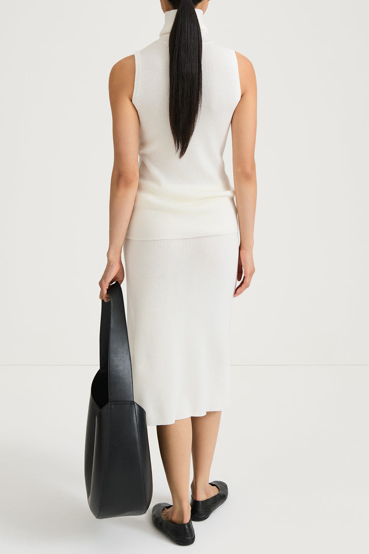 Promise sleeveless ribbed knit top merino wool cream stylein model image  back