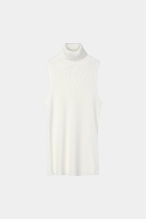 Promise sleeveless ribbed knit top merino wool cream stylein model image front