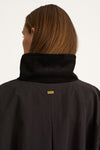 Sable coat trench cotton black stylein model image back close up