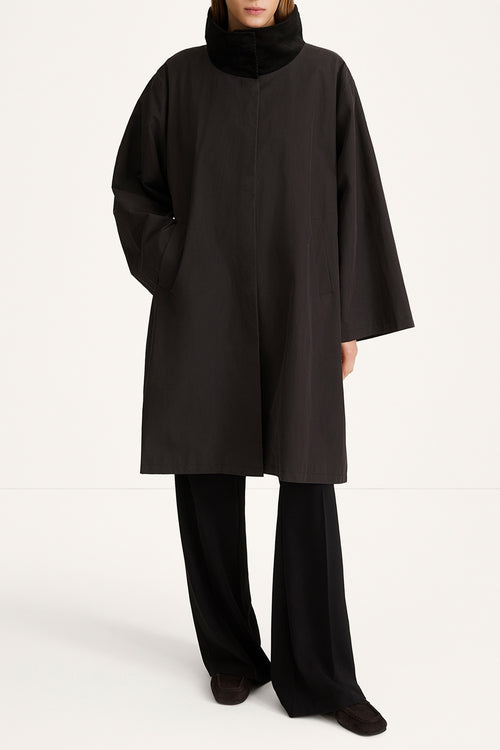 Sable coat trench cotton black stylein model image front