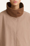 Sable coat trench cotton hazel brown stylein model image close up front