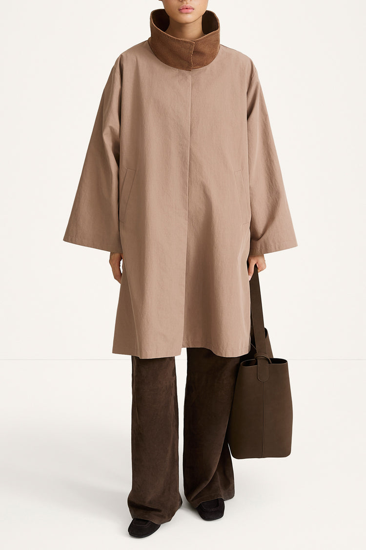 Sable coat trench cotton hazel brown stylein model image front