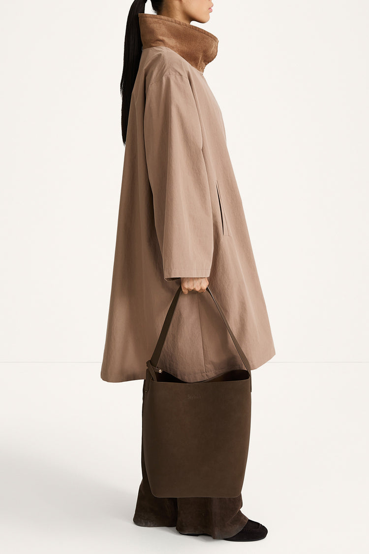 Sable coat trench cotton hazel brown stylein model image side