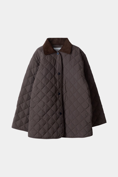 Brown quilted jacket stylein sabria model image front