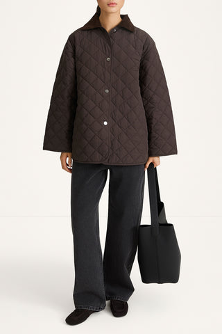 Brown quilted jacket stylein sabria model image front