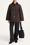 Brown quilted jacket stylein sabria model image front