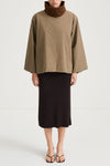 Salerno flared short trench jacket army green stylein model image front