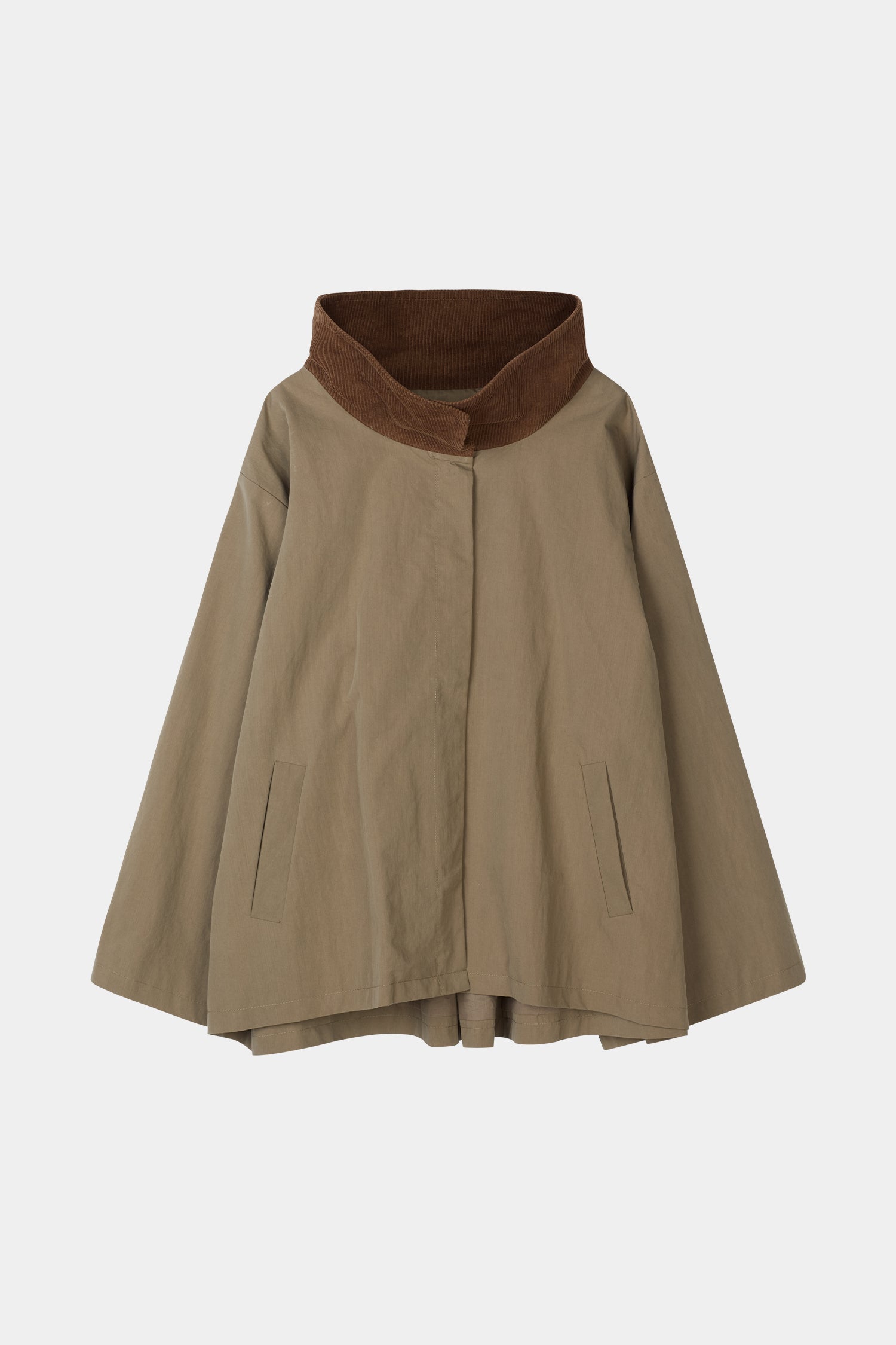 Salerno flared short trench jacket army green stylein packshot