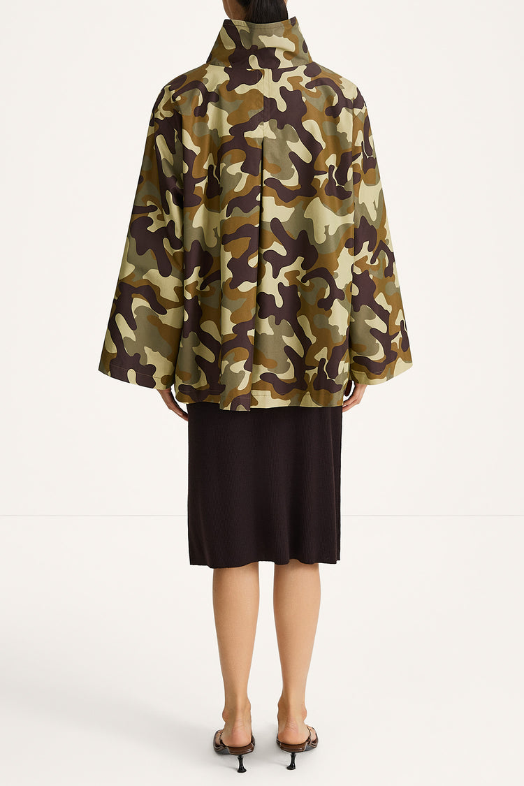 Salerno flared short trench jacket camo stylein model image back