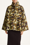 Salerno flared short trench jacket camo stylein model image front close