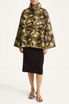 Salerno flared short trench jacket camo stylein model image front