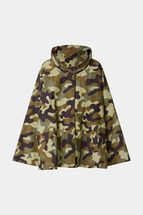 Salerno flared short trench jacket camo stylein model image front