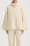 Salerno flared short trench jacket cream stylein model image front close