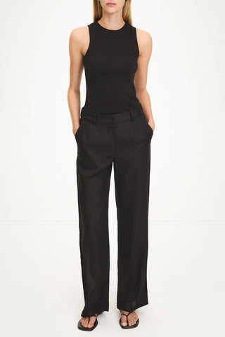 Sandrine linen trousers coffee stylein model image front