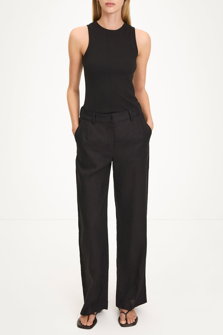 Sandrine linen trousers coffee stylein model image front