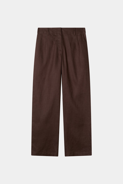 Sandrine linen trousers coffee stylein model image front