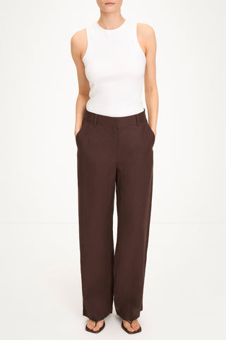 Sandrine linen trousers coffee stylein model image front