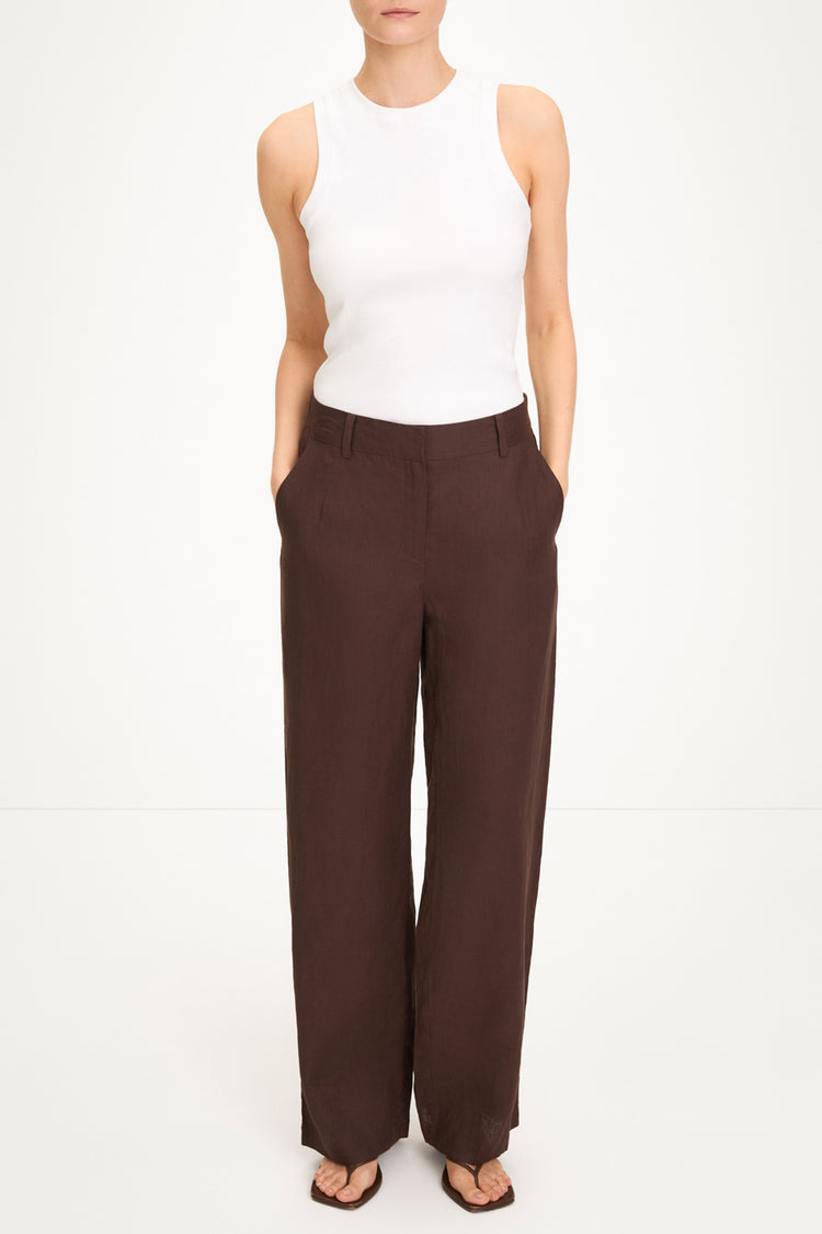 Sandrine linen trousers coffee stylein model image front