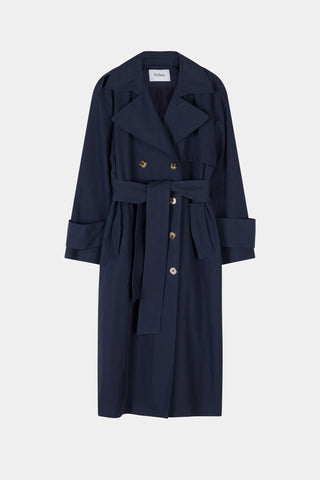 Navy trench coat siena midnight stylein front packshot