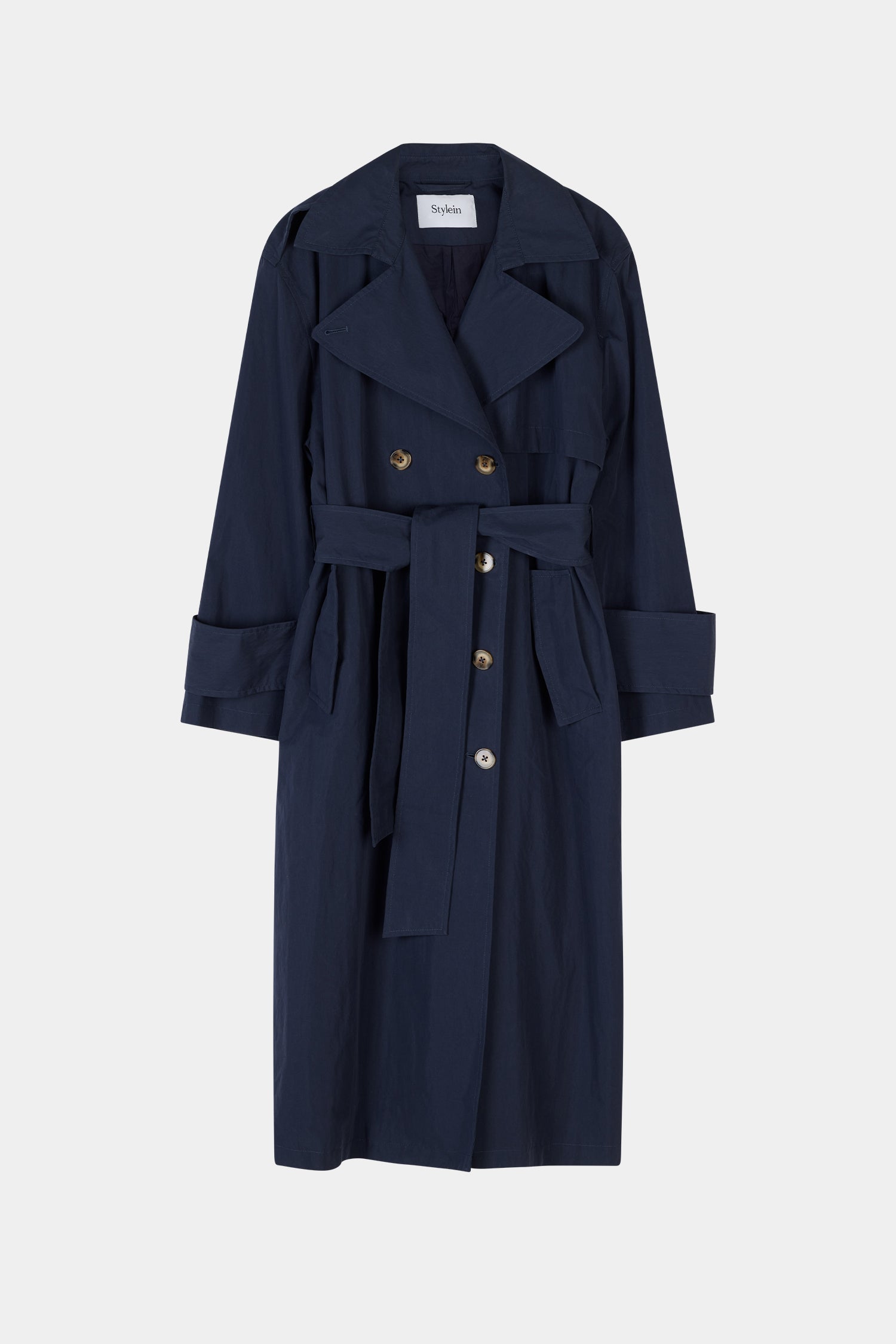Navy trench coat siena midnight stylein front packshot