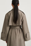 Siena trench coat mud khaki long stylein model image back close