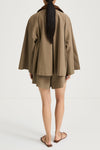 Sonya flared trench cotton shorts army green stylein model image back