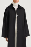 Sylvia loose flared cotton trench coat black stylein model image front close