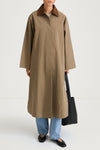 Sylvia loose flared cotton trench coat army green stylein model image front
