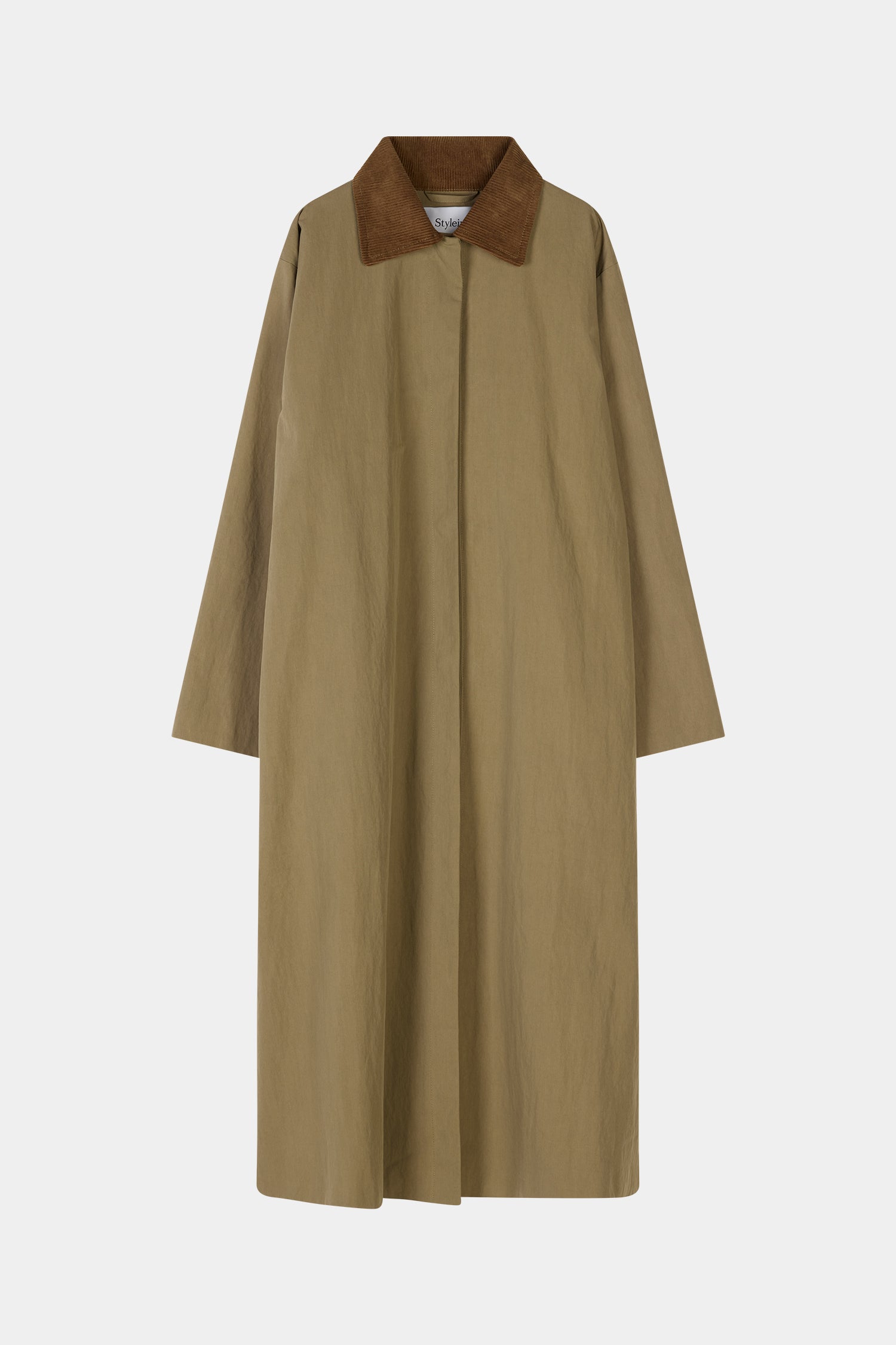 Sylvia loose flared cotton trench coat army green stylein packshot