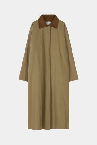 Sylvia loose flared cotton trench coat army green stylein packshot