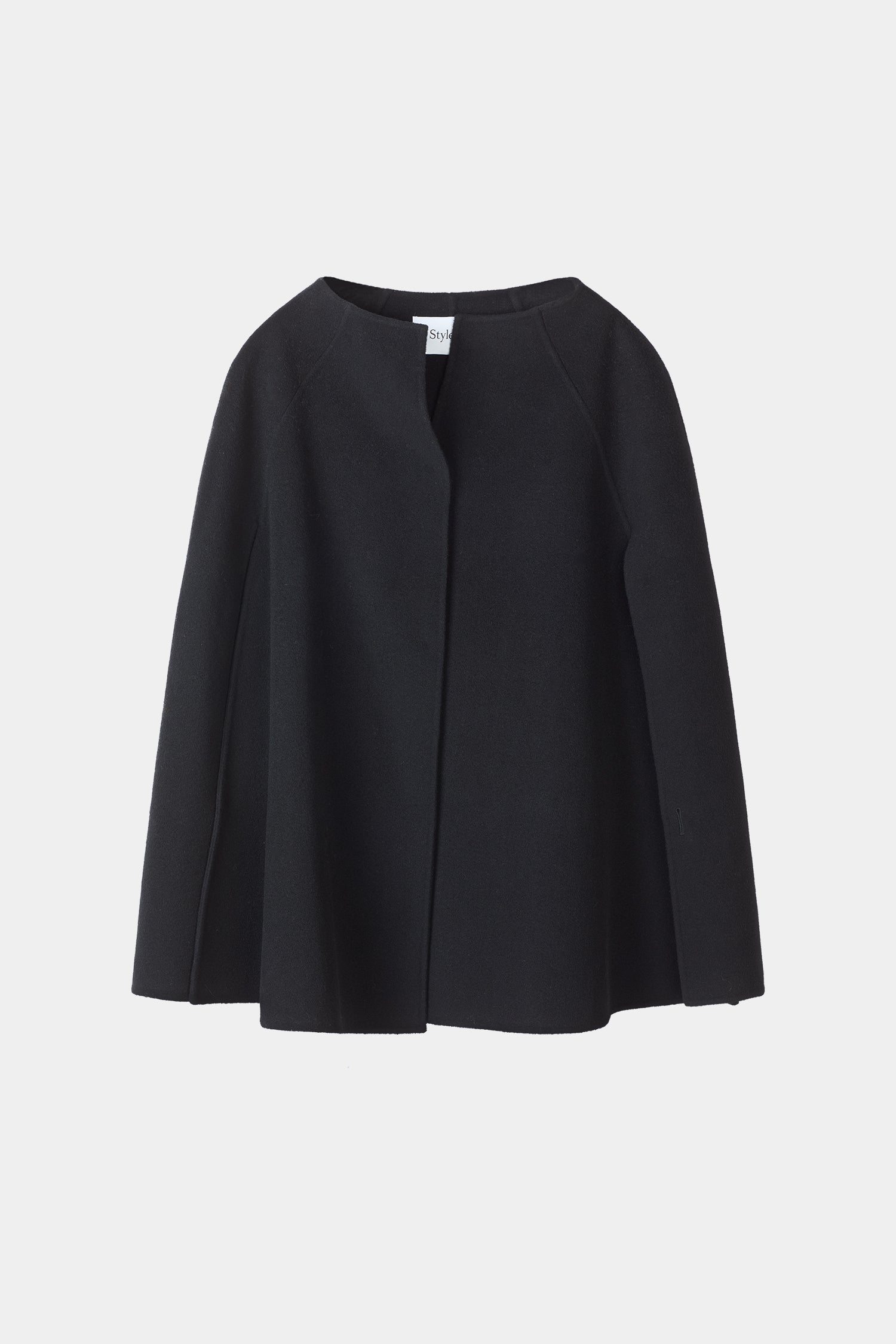 Thea double wool cape coat black stylein packshot