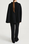 Thea double wool cape coat black stylein model image back