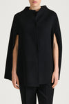 Thea double wool cape coat black stylein model image front close
