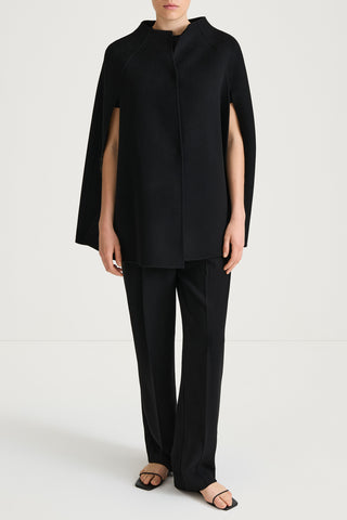 Thea double wool cape coat black stylein model image front