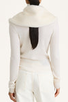 white faux fur collar stylein back