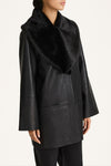 black faux fur collar model image