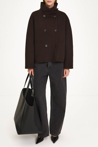 Tove short wool jacket coffee stylein model image front