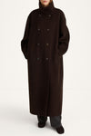 Tovino wool long coat coffee stylein model image front 