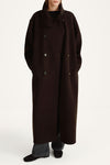 Tovino wool long coat coffee stylein model image front