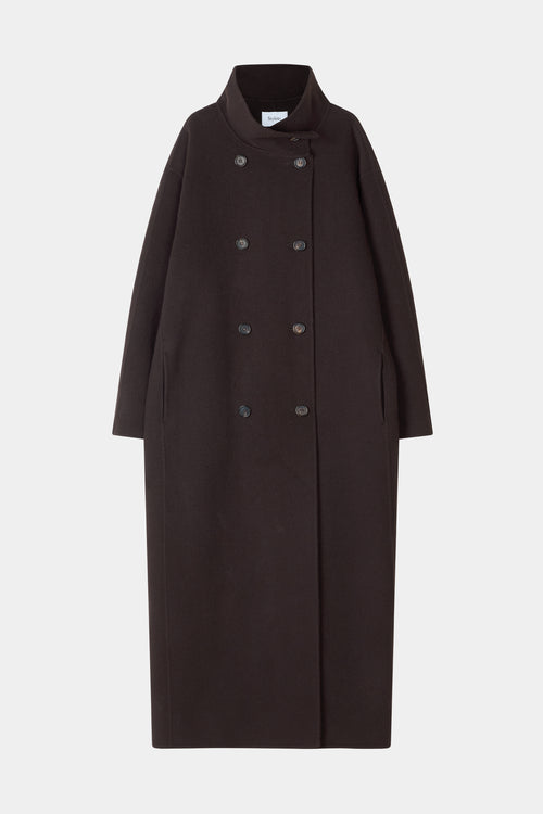 Tovino wool long coat coffee stylein model image front 